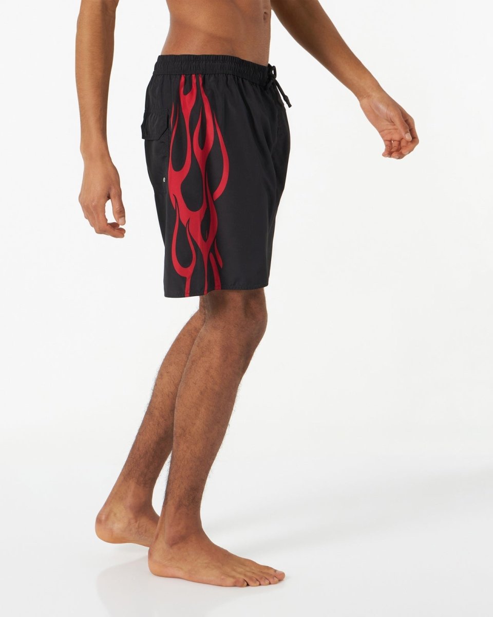 Black Swimwear Red Tribal Flames - Vision of Super