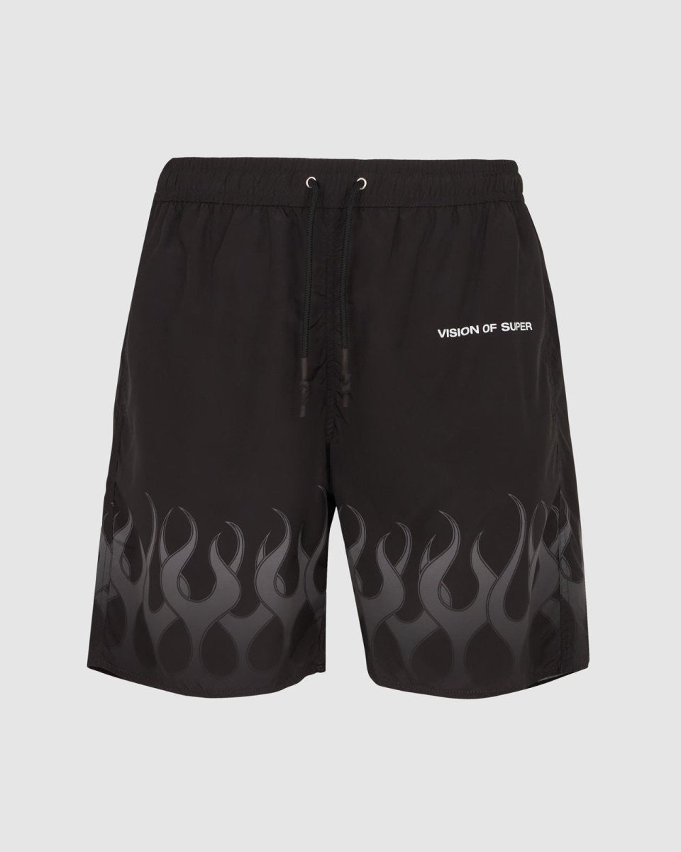 Black Swimwear with Grey Flames
