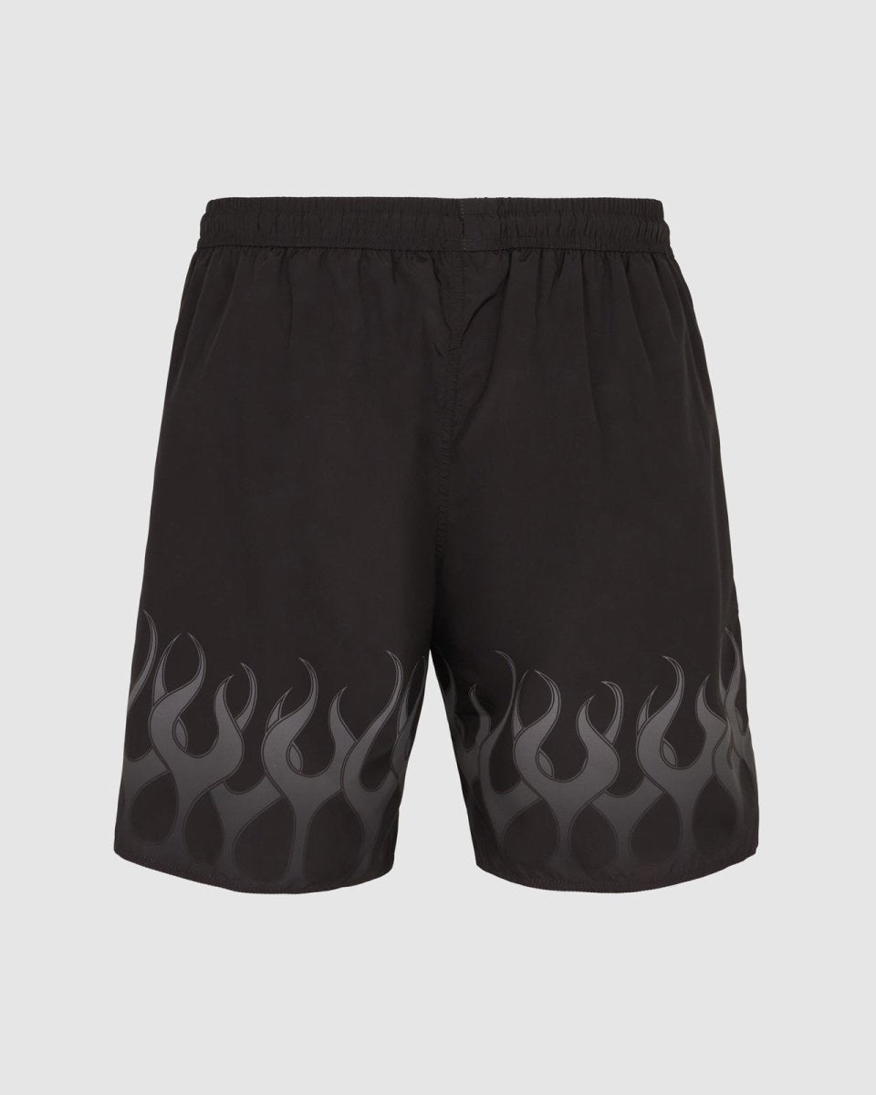 Black Swimwear with Grey Flames