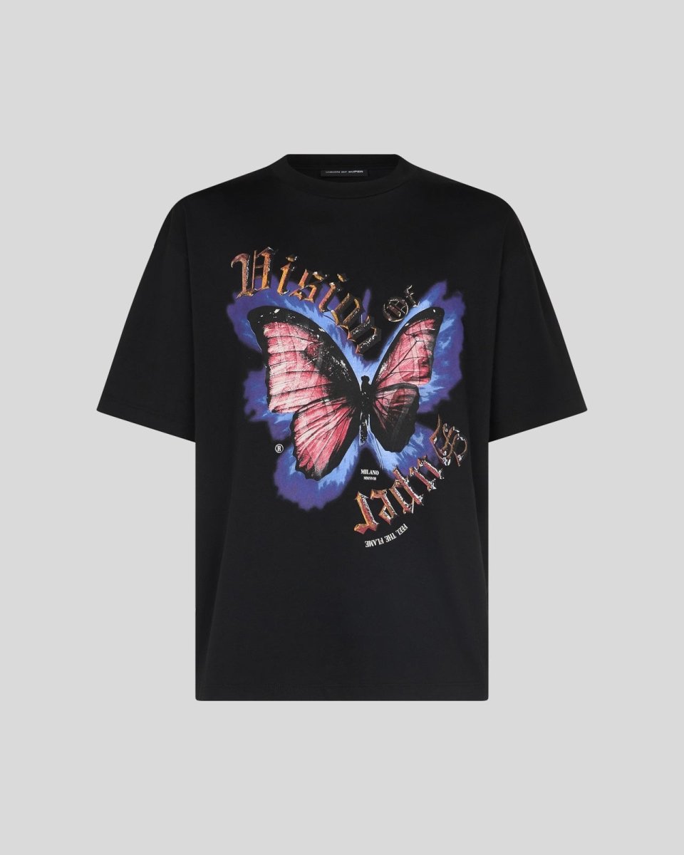 BLACK T-SHIRT WITH BUTTERFLY PRINT - Vision of Super