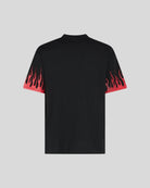 BLACK T-SHIRT WITH PRINTED RED FLAMES - Vision of Super