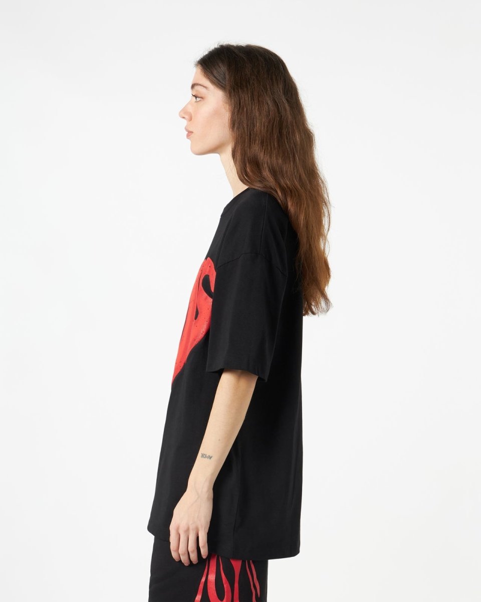 BLACK T-SHIRT WITH PUFFY PRINT