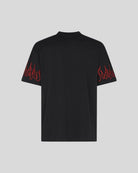 BLACK T-SHIRT WITH RED EMBROIDERED FLAMES - Vision of Super