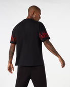 BLACK T-SHIRT WITH RED EMBROIDERED FLAMES - Vision of Super