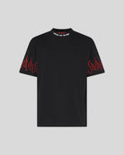 BLACK T-SHIRT WITH RED EMBROIDERED FLAMES - Vision of Super