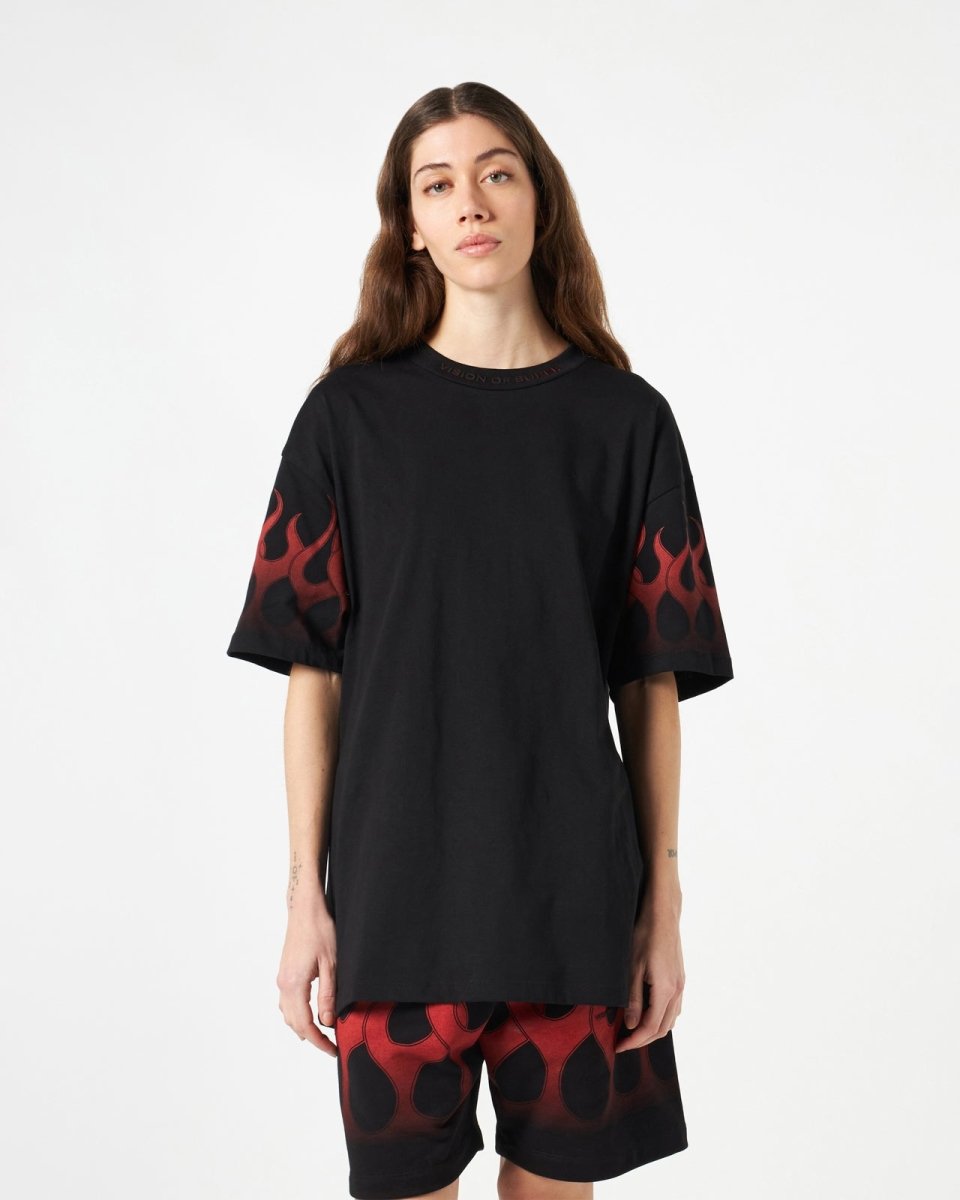 Black T-shirt with Red Flames - Vision of Super