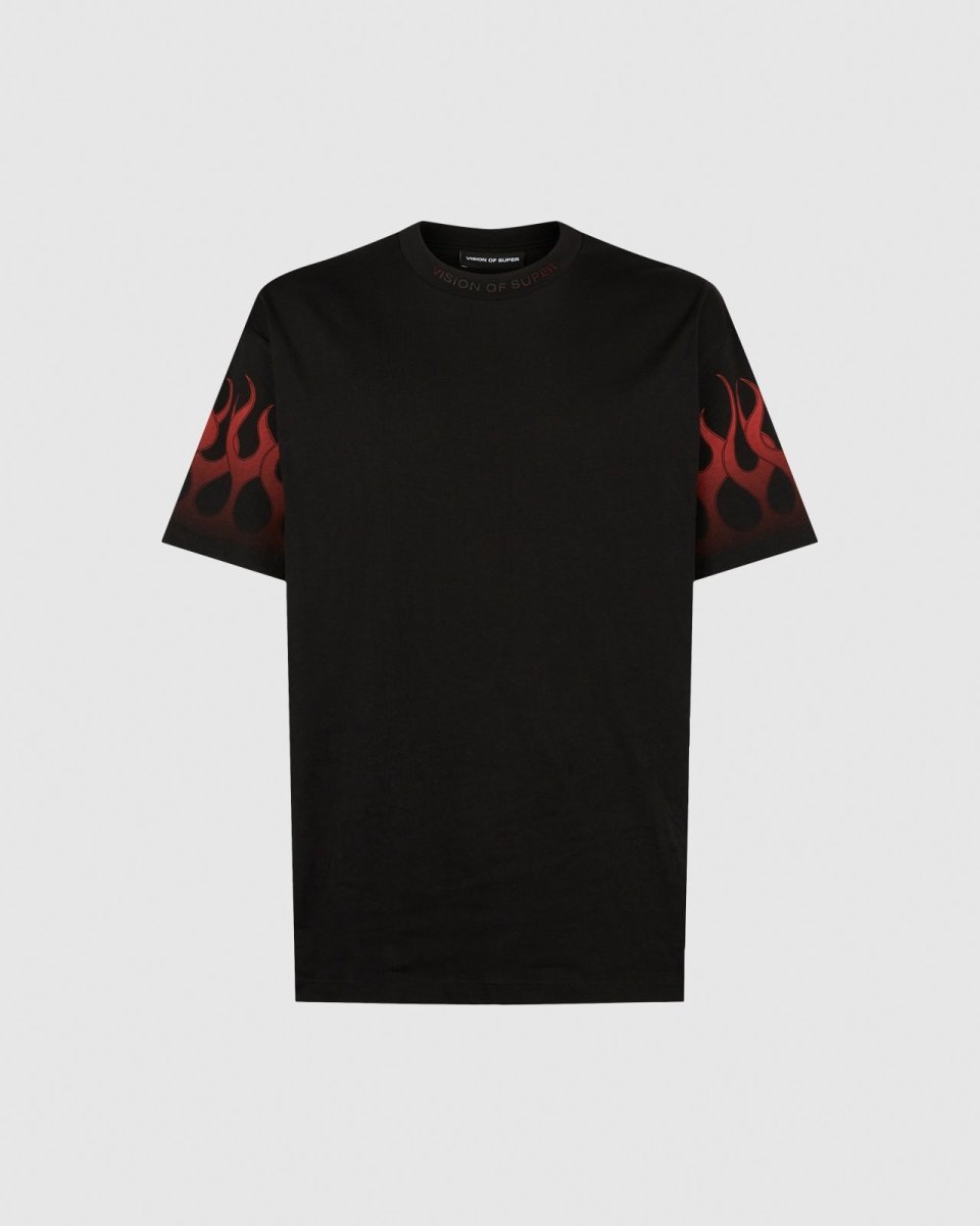 Black T-shirt with Red Flames - Vision of Super