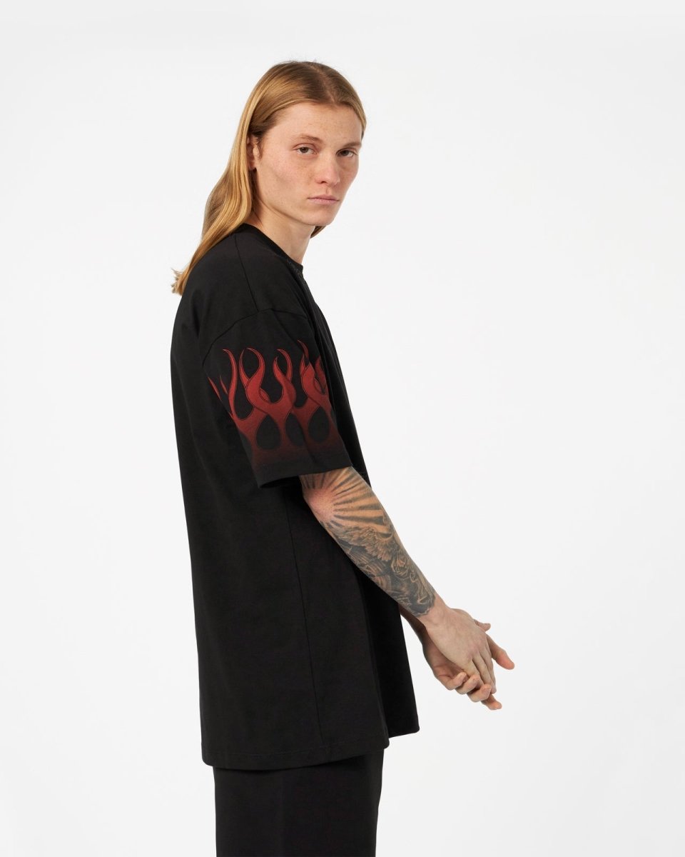 Black T-shirt with Red Flames - Vision of Super