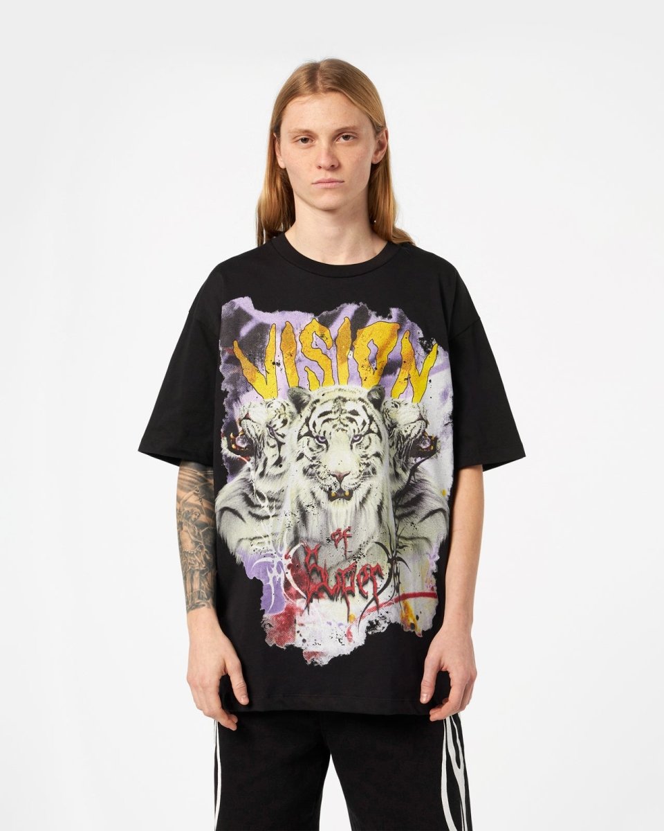 Black T-shirt with Tiger Print - Vision of Super