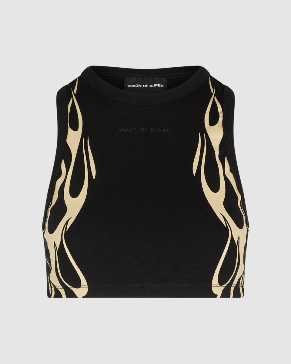 BLACK TOP WITH OFF WHITE FLAMES
