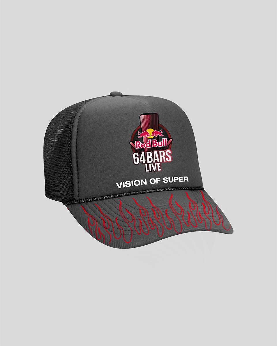 BLACK TRUCKER WITH RED BULL 64 BARS GRAPHICS