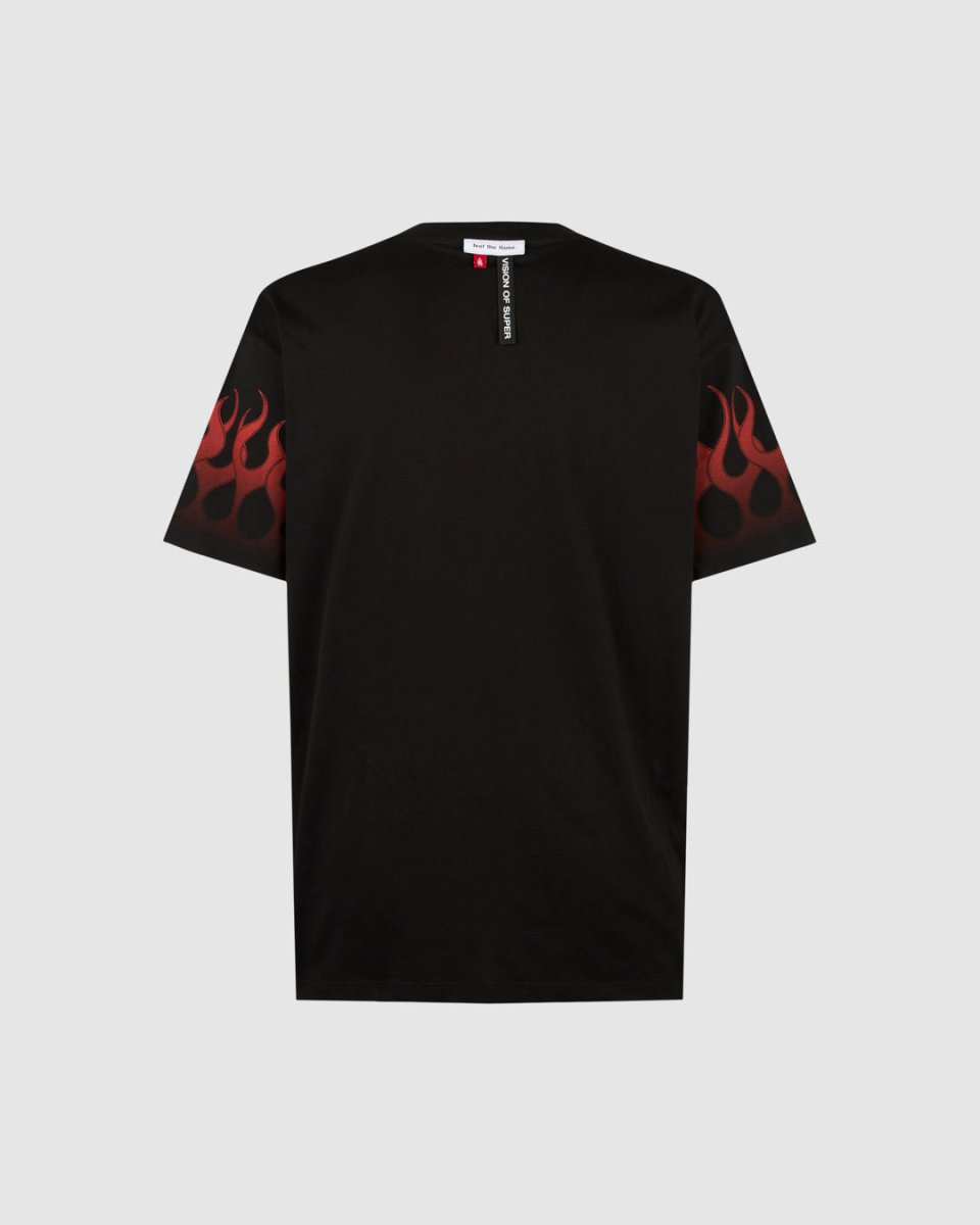 BLACK TSHIRT WITH RED FLAMES - Vision of Super