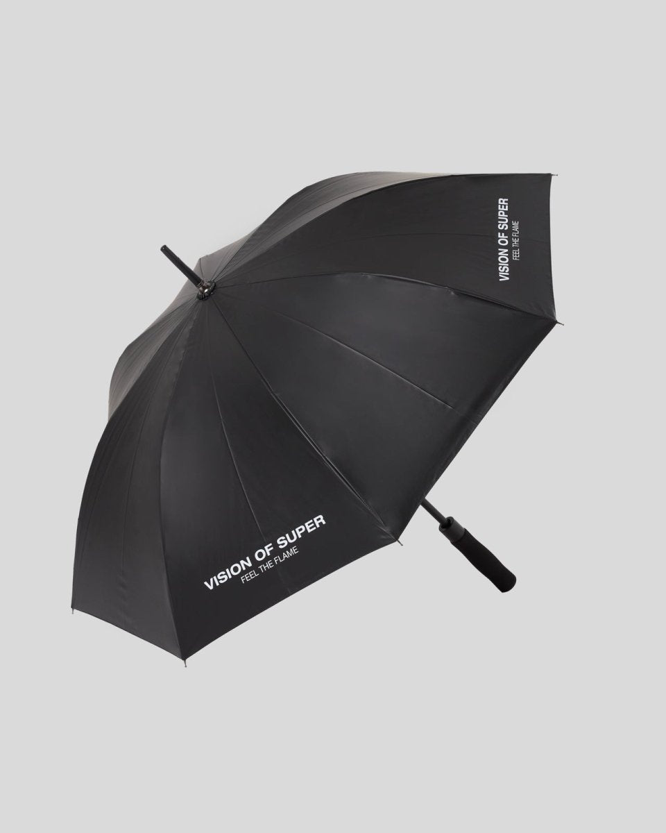 BLACK UMBRELLA WITH TRIPLE FLAMES AND LOGO PRINT - Vision of Super