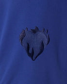 BLUE CREWNECK WITH EMBROIDERED FLAMING HEART - Vision of Super