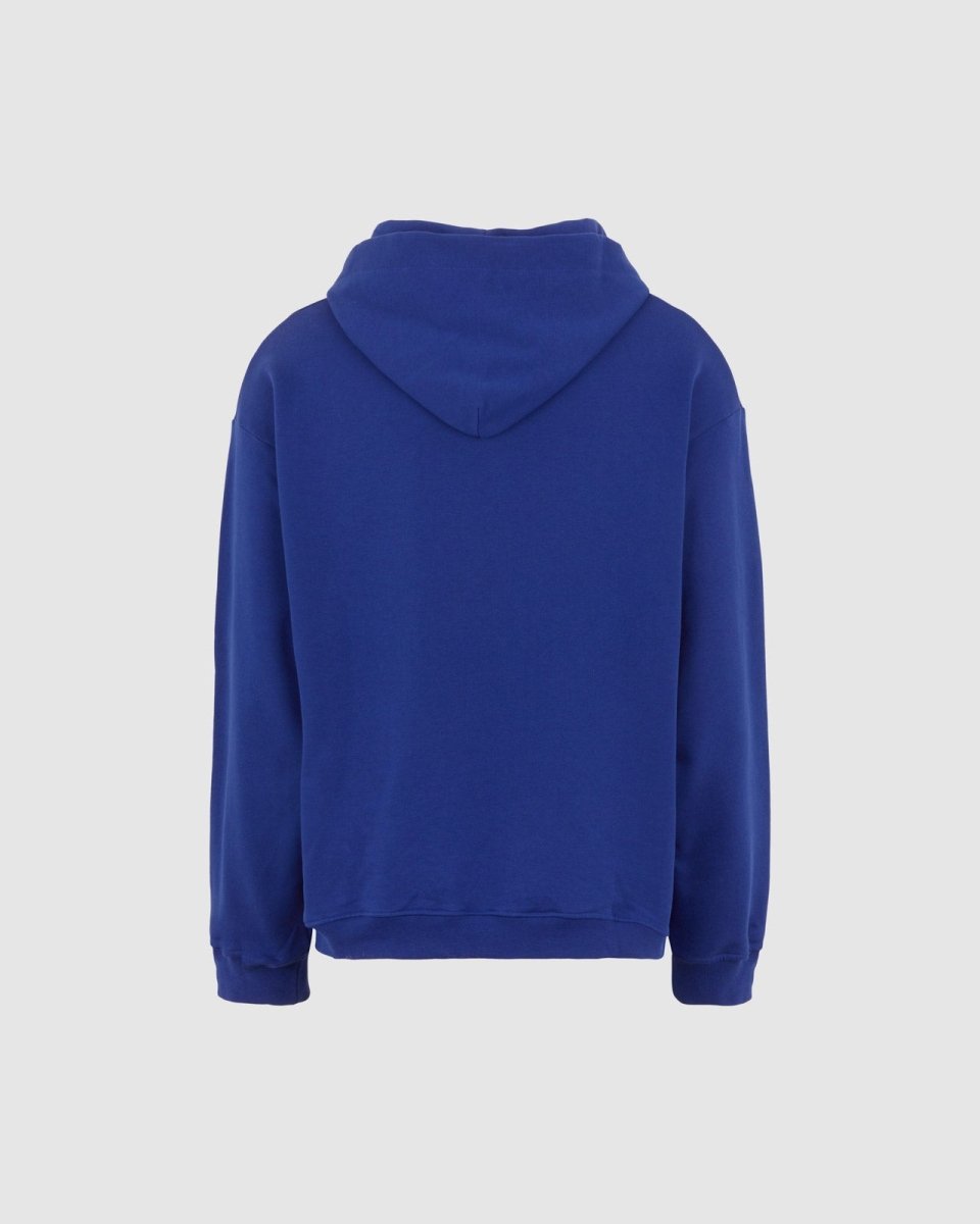 BLUE HOODIE WITH EMBROIDERED FLAMING HEART