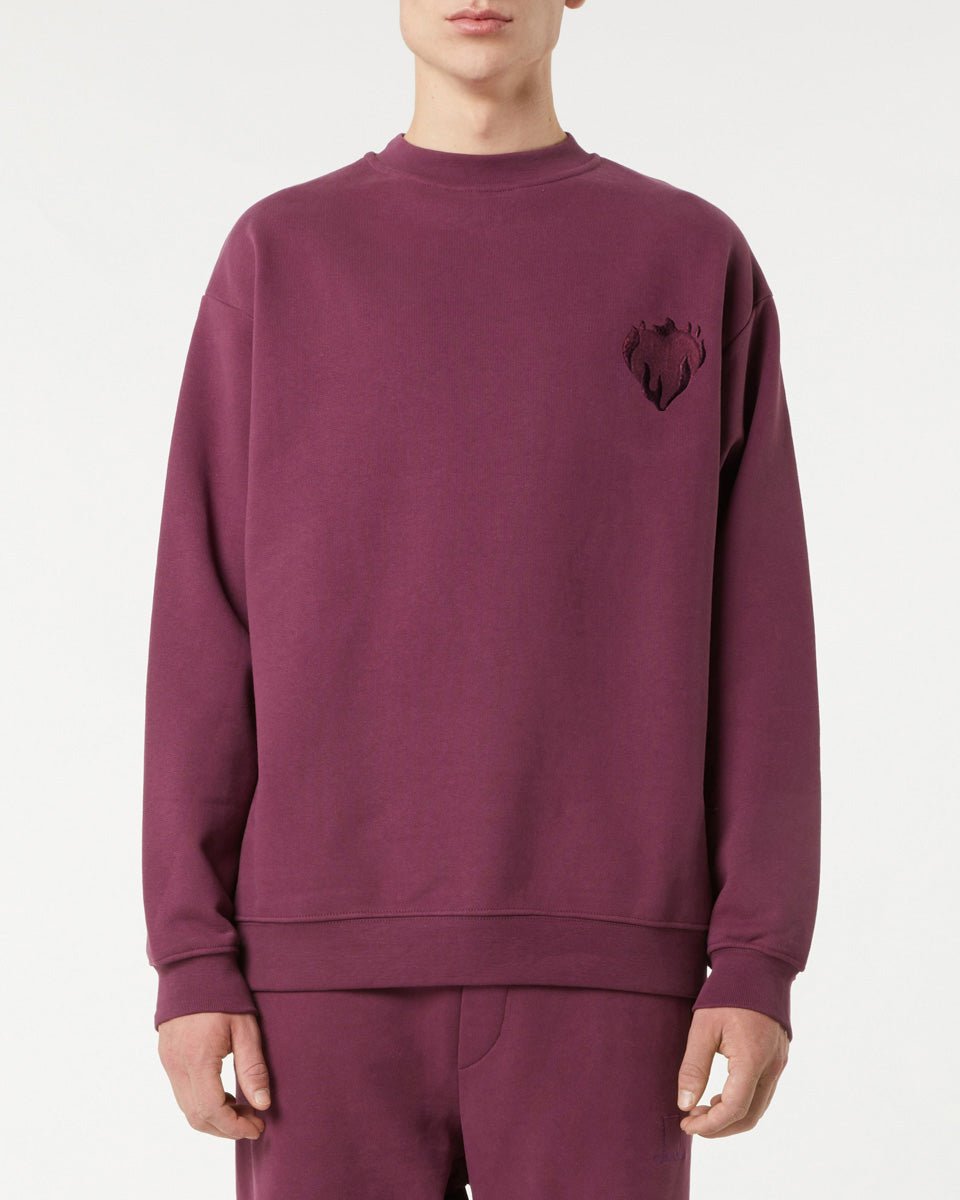 GRAPE WINE CREWNECK WITH EMBROIDERED LOGO - Vision of Super