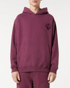 GRAPE WINE HOODIE WITH EMBROIDERED FLAMING HEART - Vision of Super