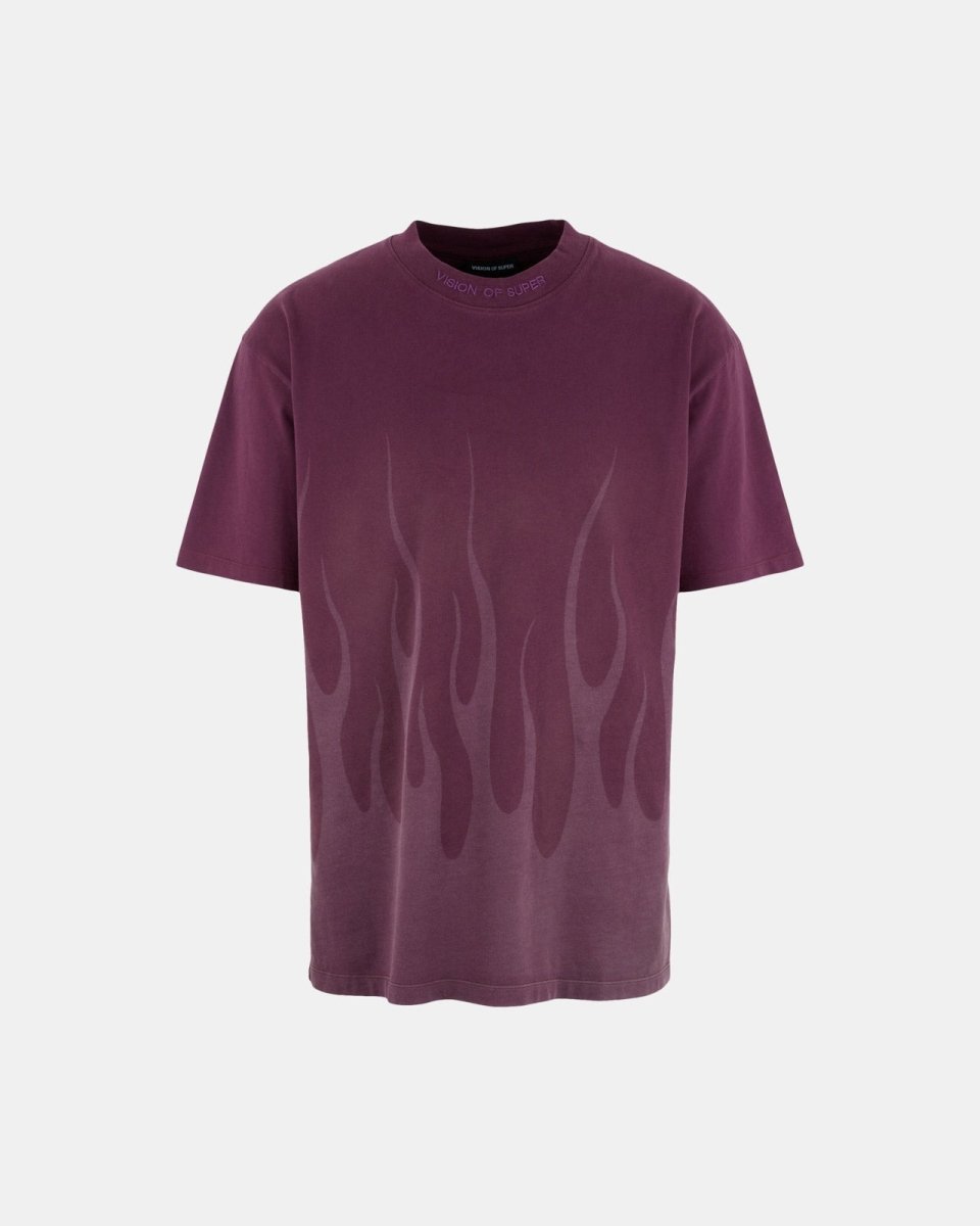T-shirt con Fiamme Viola Laserate 