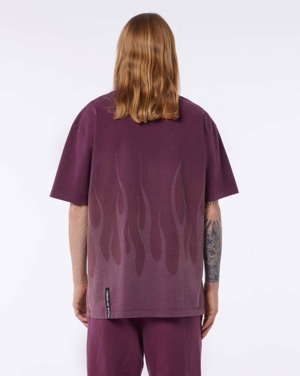 T-shirt con Fiamme Viola Laserate 