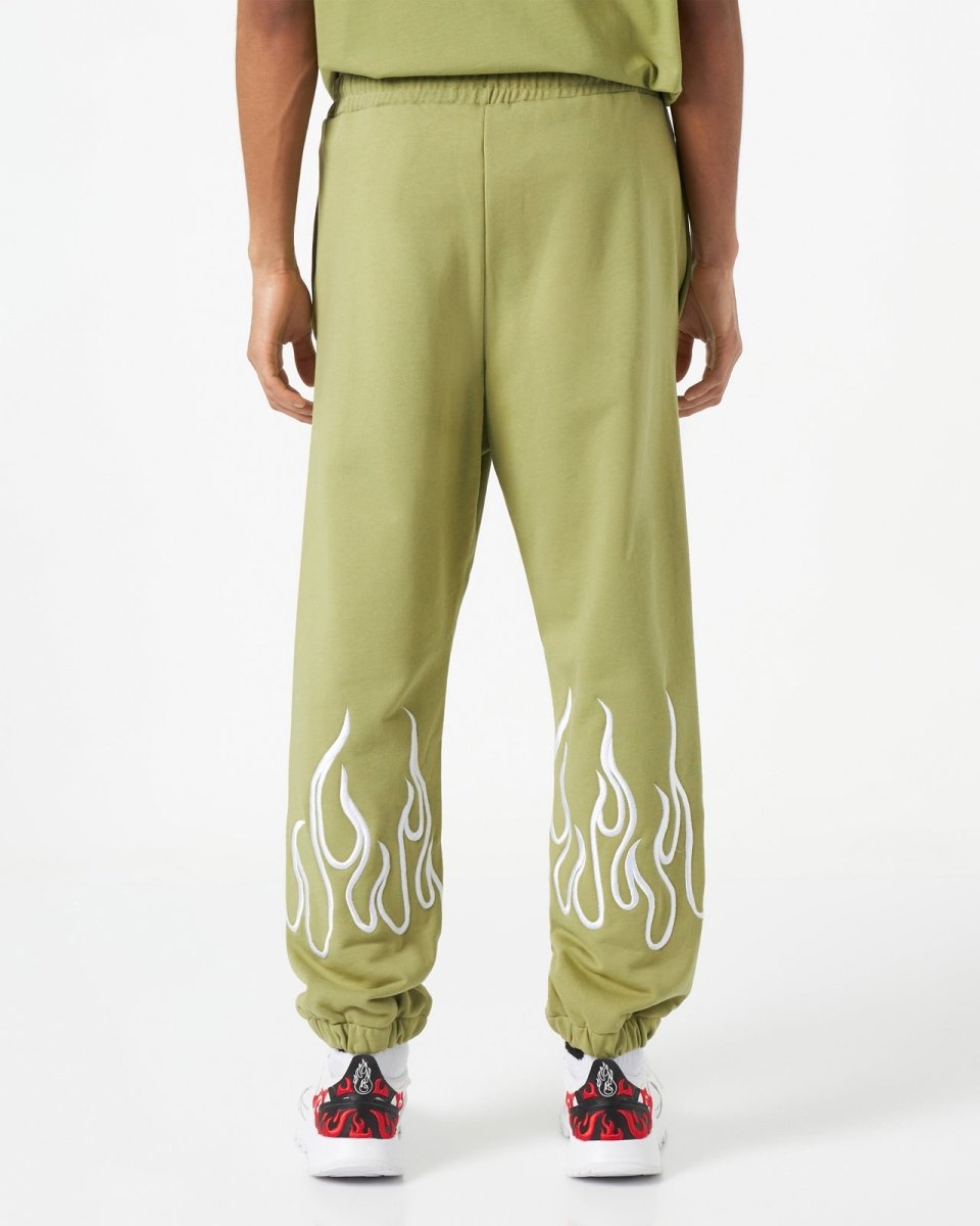 Green Pants with Embroidery Flames - Vision of Super
