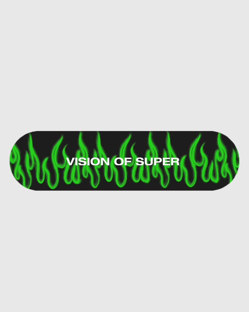 Green Spray Flames Black Skateboard - Vision of Super | VOS