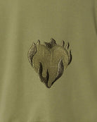 GREEN T-SHIRT WITH EMBROIDERED FLAMING HEART - Vision of Super