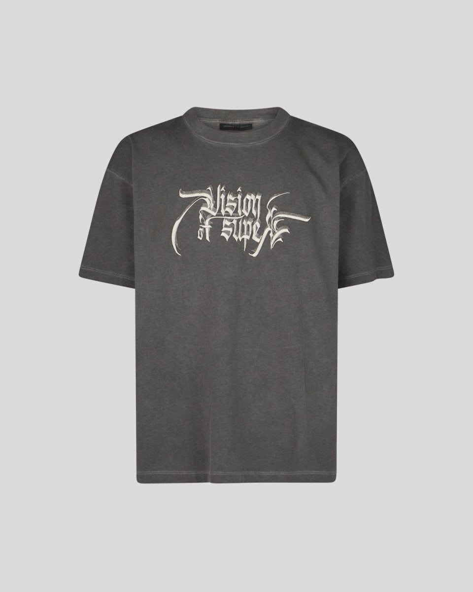 GREY STONEWASHED T-SHIRT WITH ANGEL STATUE GRAPHICS