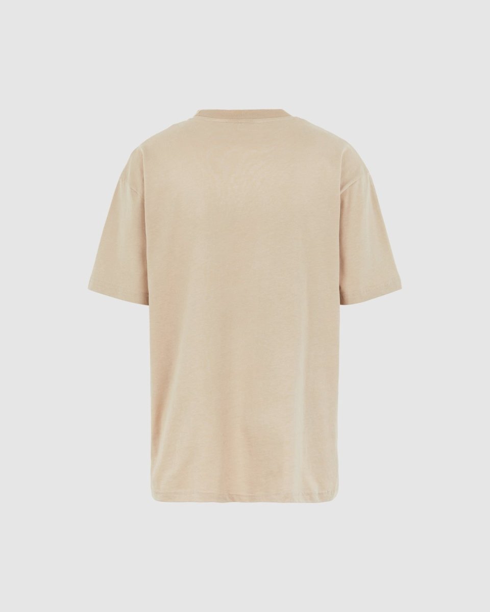 LIGHT BROWN T-SHIRT WITH EMBROIDERED FLAMING HEART - Vision of Super