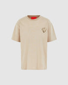 LIGHT BROWN T-SHIRT WITH EMBROIDERED FLAMING HEART - Vision of Super