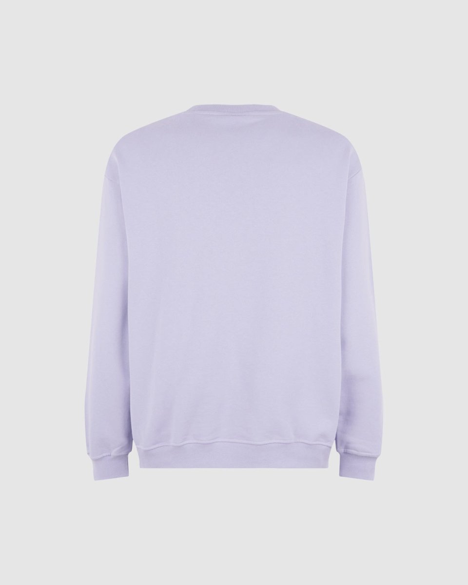 LILAC CREWNECK WITH EMBROIDERED FLAMING HEART