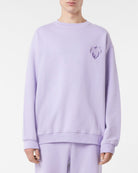 LILAC CREWNECK WITH EMBROIDERED FLAMING HEART - Vision of Super