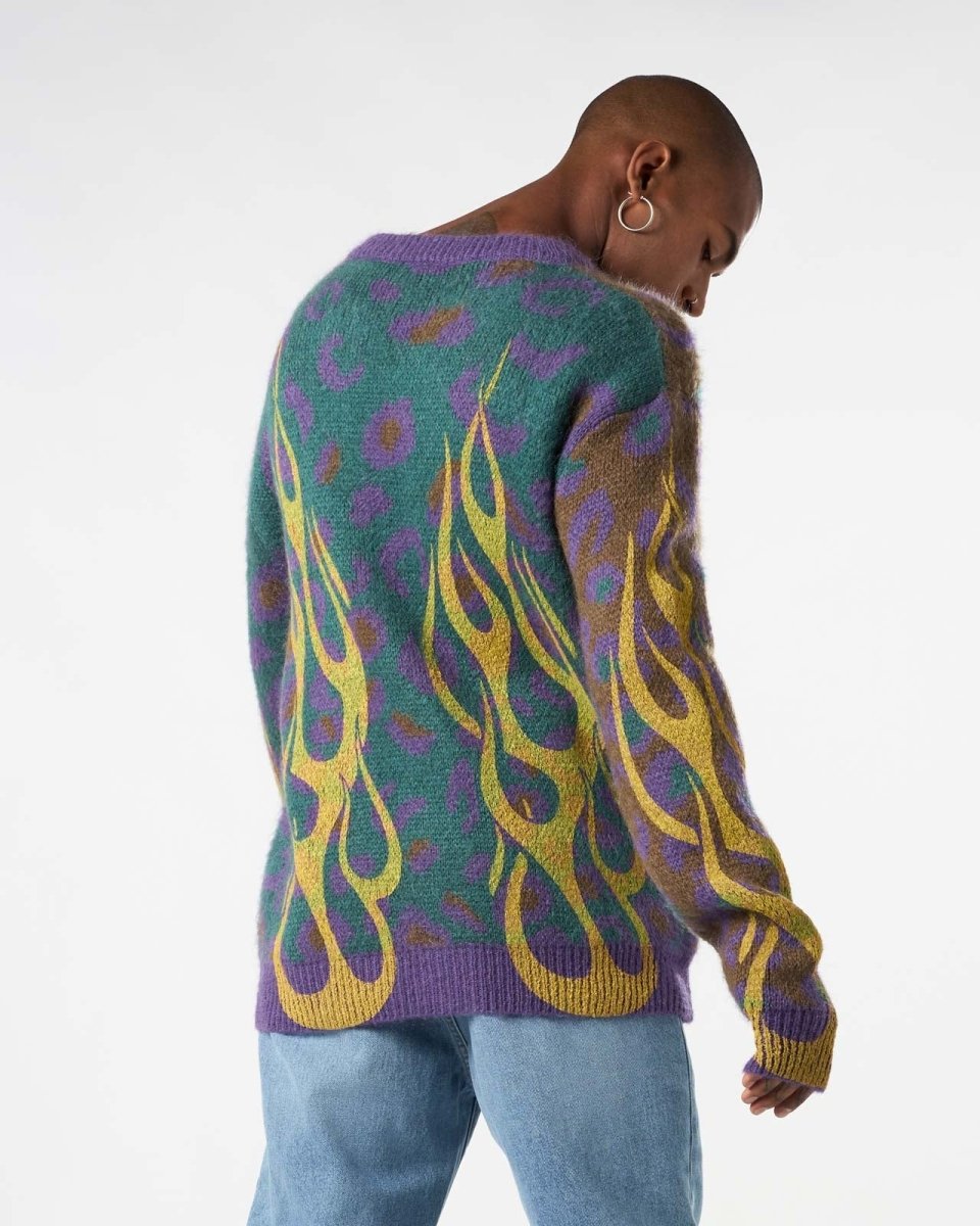 MULTICOLOR CARDIGAN WITH YELLOW FLAMES - Vision of Super
