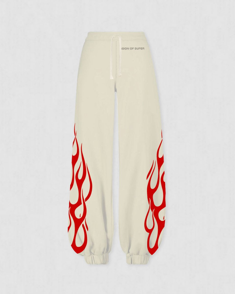 OFF WHITE PANTS WITH RED FLAMES - Vision of Super