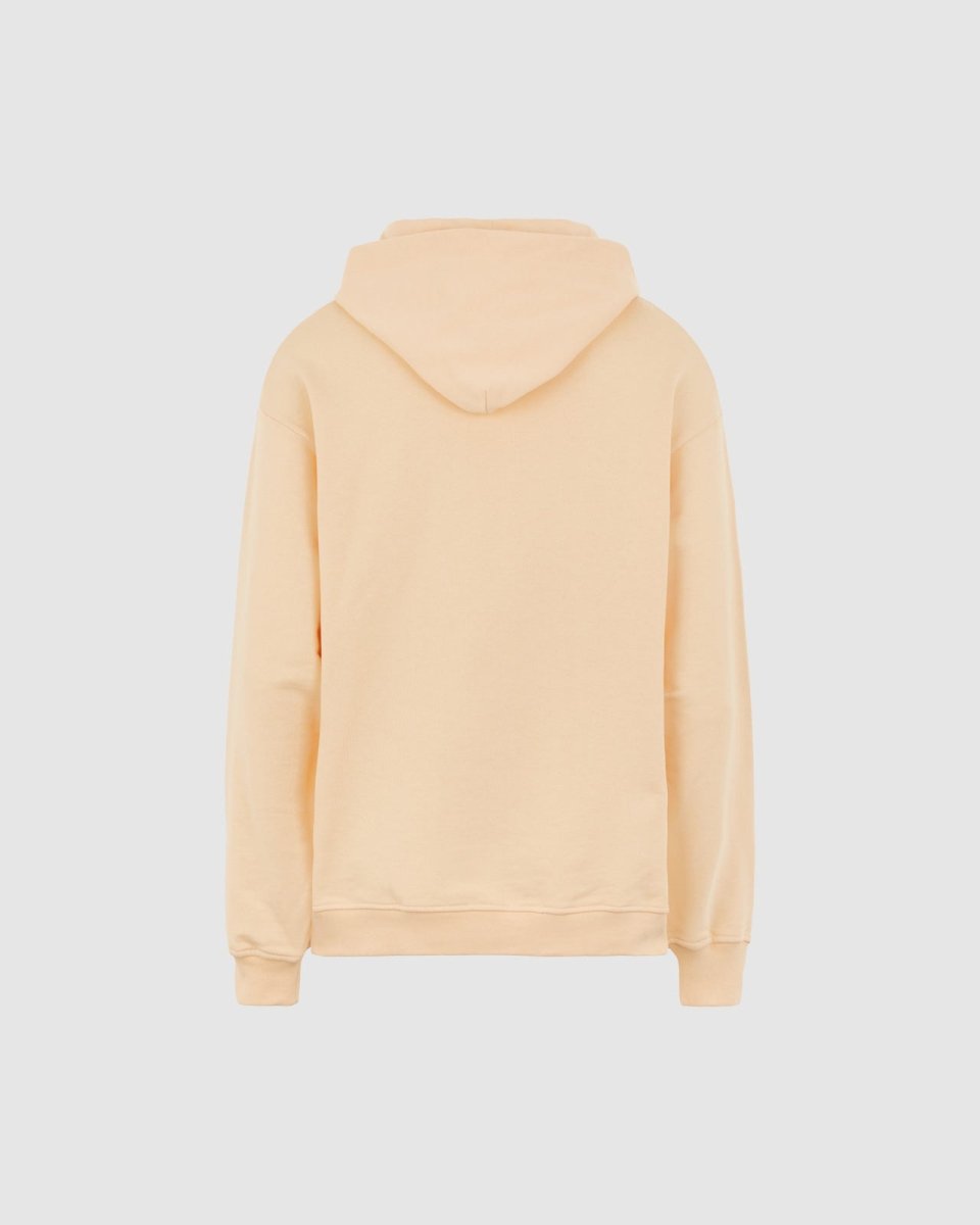 PEACH HOODIE WITH EMBROIDERED FLAMING HEART
