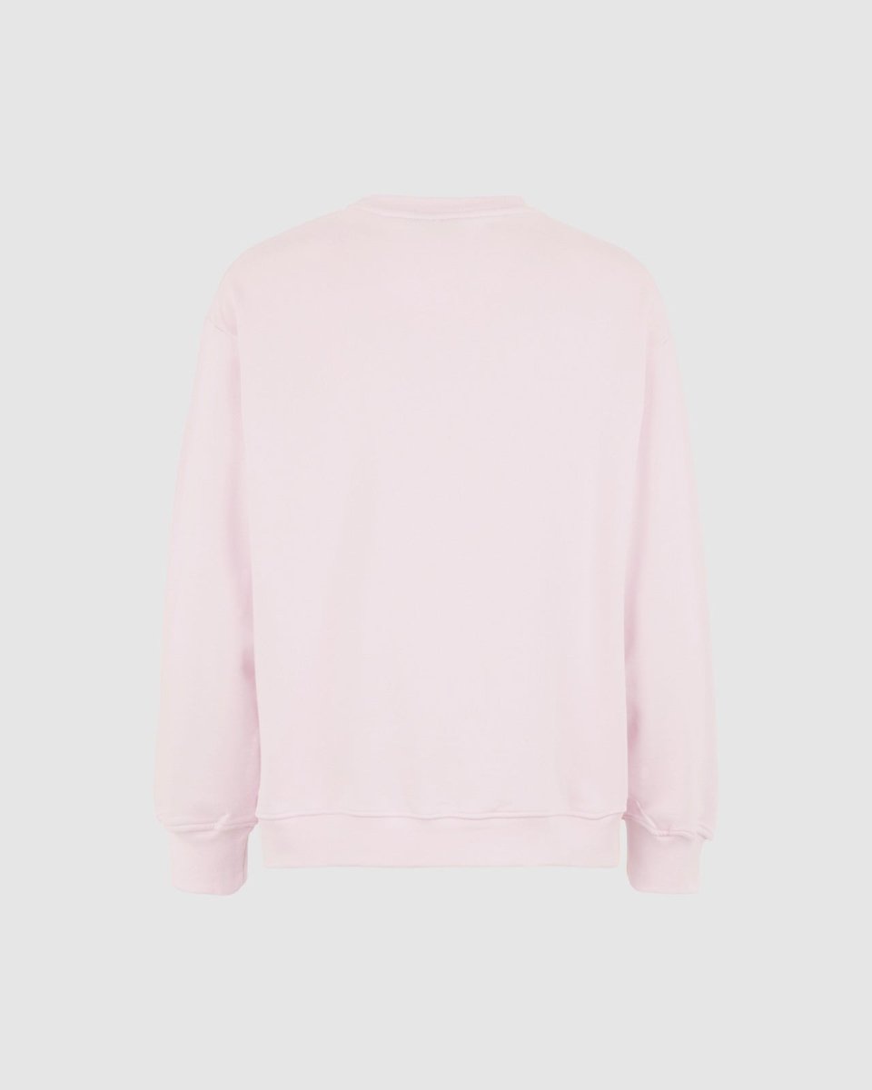 PINK CREWNECK WITH EMBROIDERED FLAMING HEART - Vision of Super