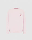 PINK CREWNECK WITH EMBROIDERED FLAMING HEART - Vision of Super