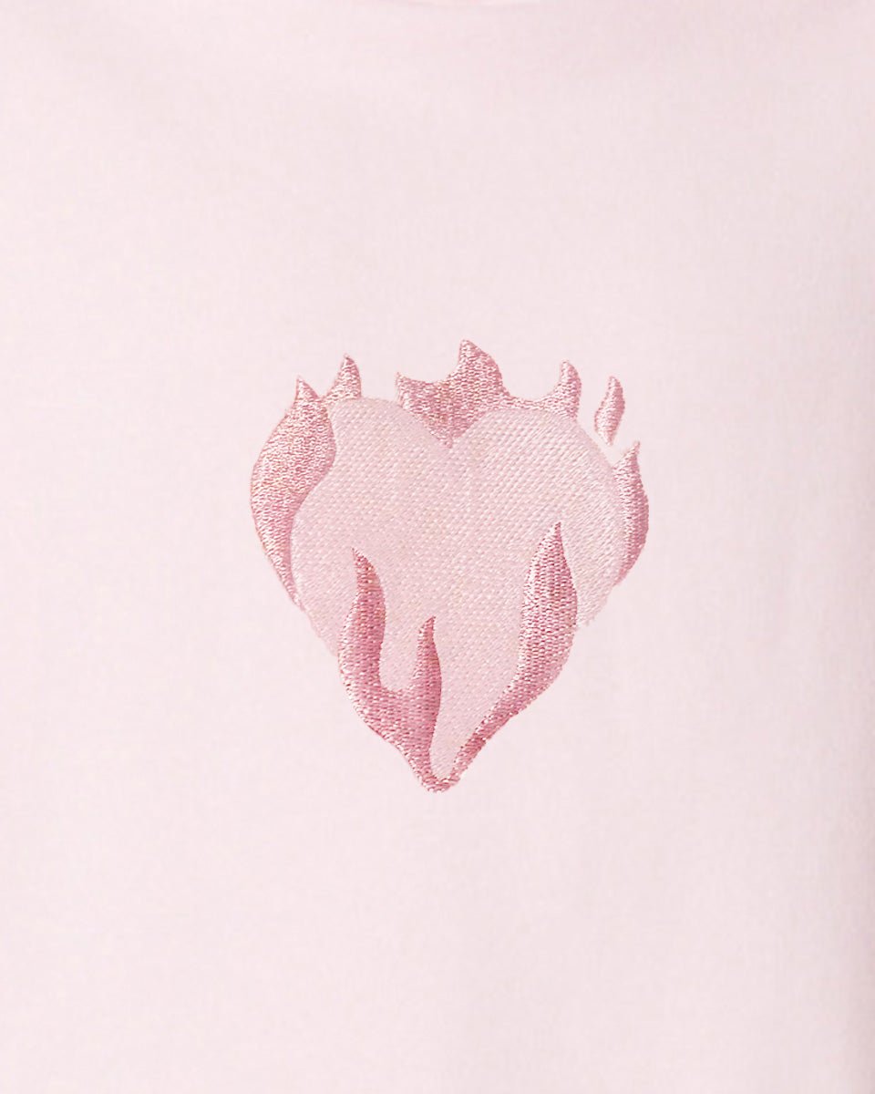 PINK HOODIE WITH EMBROIDERED FLAMING HEART - Vision of Super