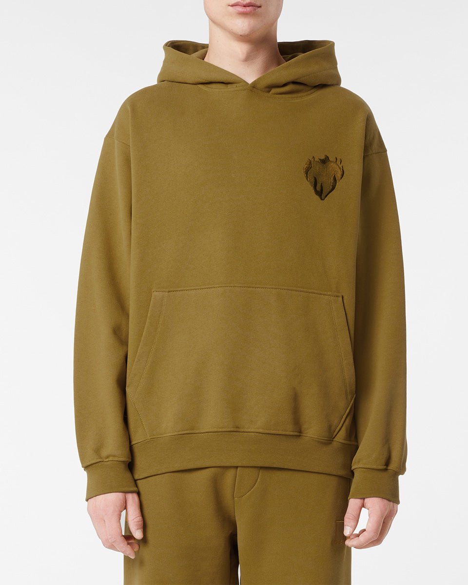 PLANTATION HOODIE WITH EMBROIDERED FLAMING HEART