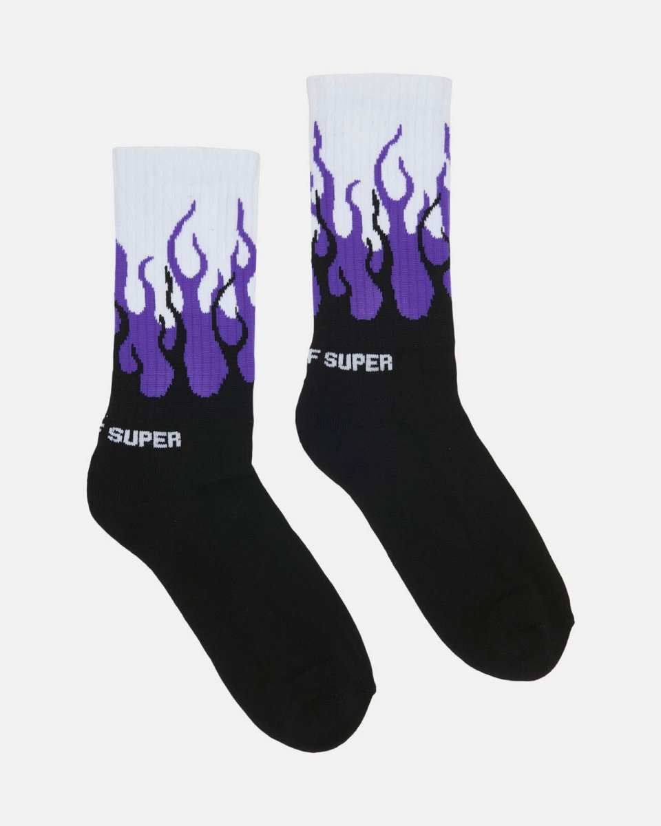 Purple Double Flames Socks - Vision of Super | VOS