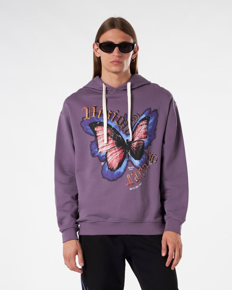 PURPLE HOODIE WITH BUTTERFLY PRINT - Vision of Super