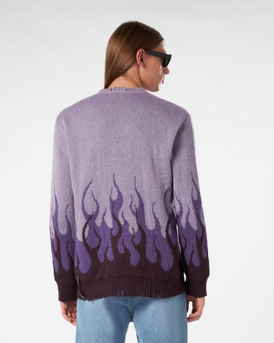 PURPLE JUMPER WITH DOUBLE FLAMES