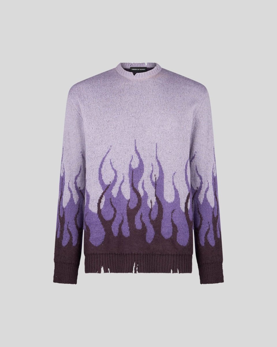 PURPLE JUMPER WITH DOUBLE FLAMES