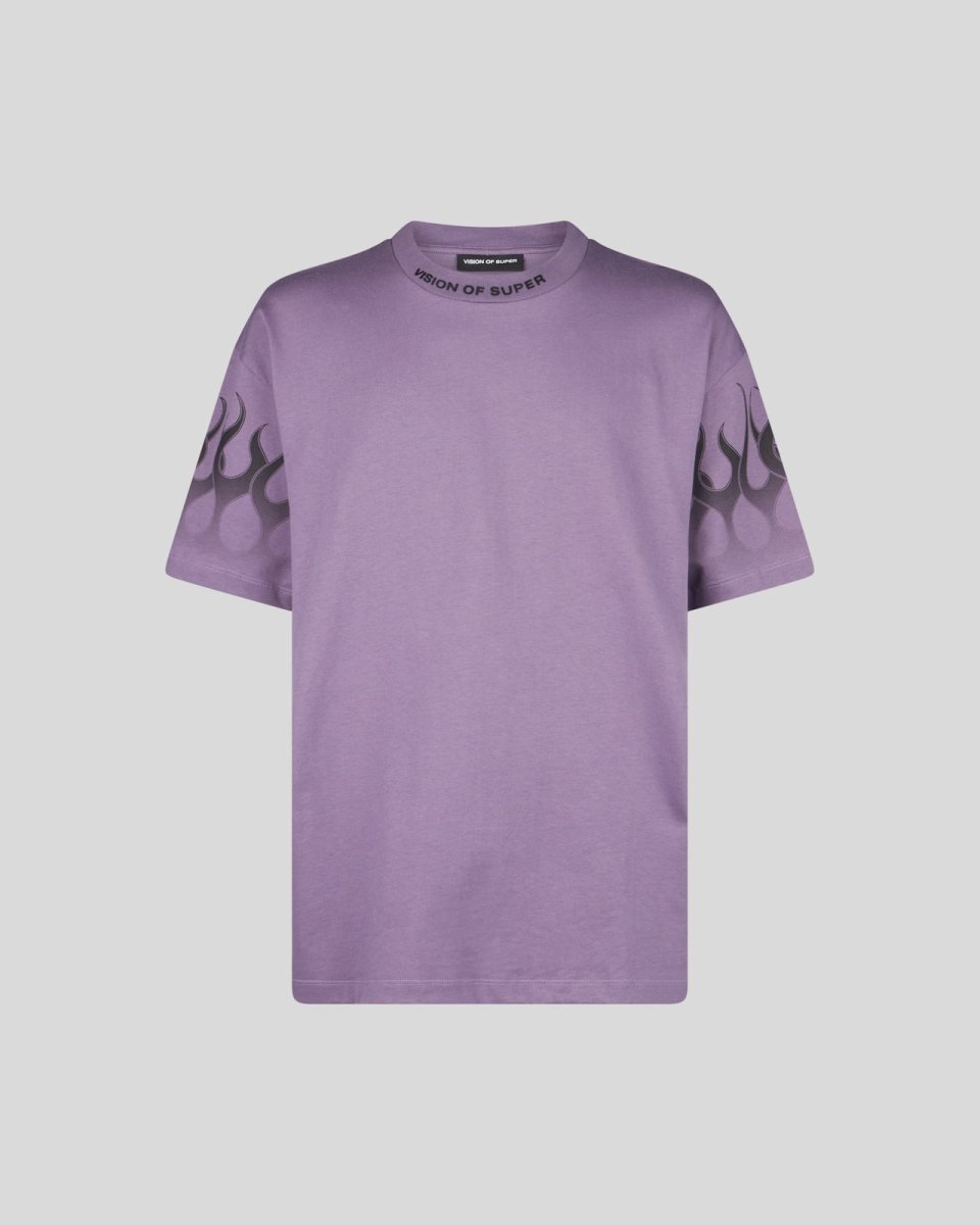 T-shirts Vision Of Super - Black T-shirt with purple flames