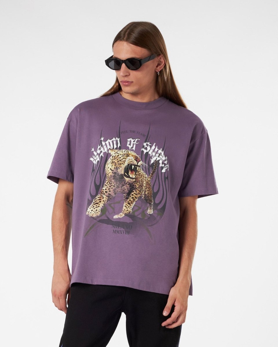 PURPLE TSHIRT WITH ROCK TIGER PRINT - Vision of Super