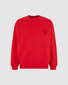 RED CREWNECK WITH EMBROIDERED FLAMING HEART - Vision of Super