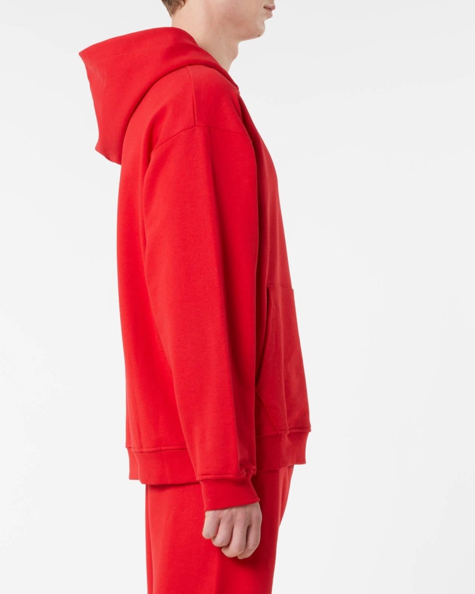 RED HOODIE WITH EMBROIDERED FLAMING HEART - Vision of Super