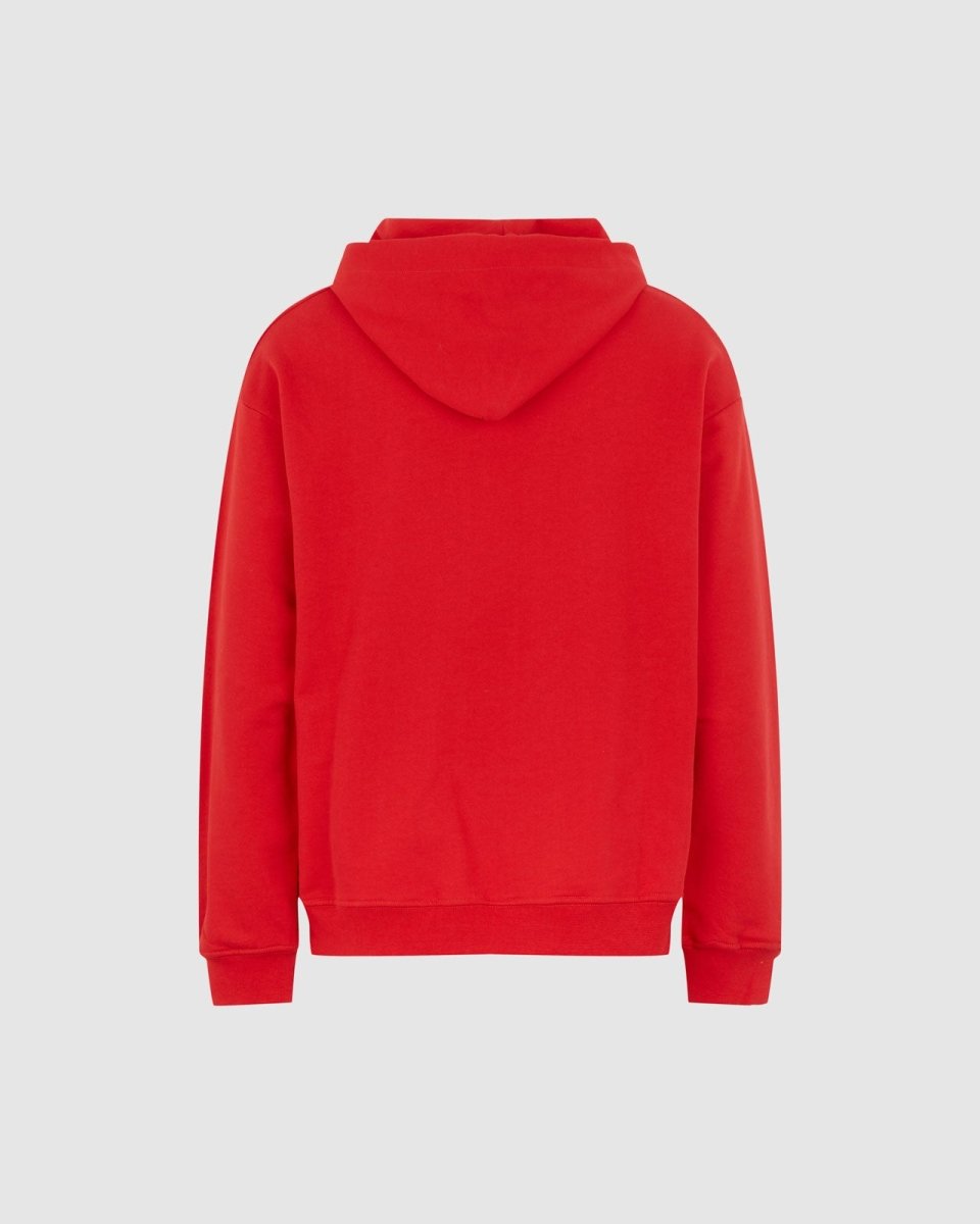 RED HOODIE WITH EMBROIDERED FLAMING HEART - Vision of Super