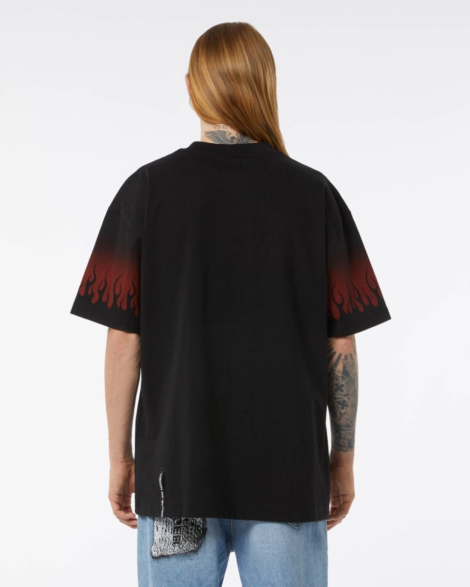 Red Negative Flames Black T-shirt - Vision of Super