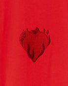 RED T-SHIRT WITH EMBROIDERED FLAMING HEART - Vision of Super