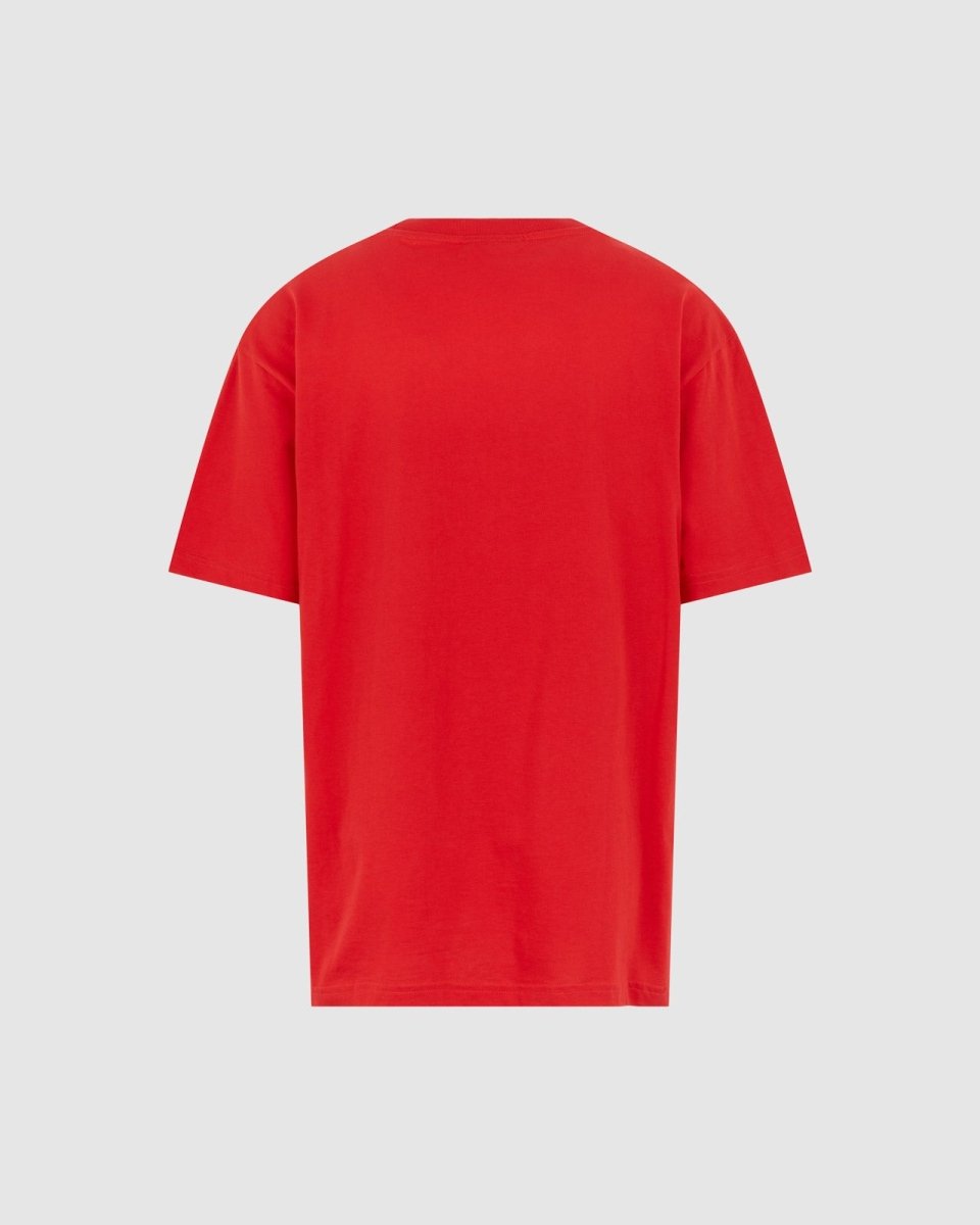 RED T-SHIRT WITH EMBROIDERED FLAMING HEART - Vision of Super